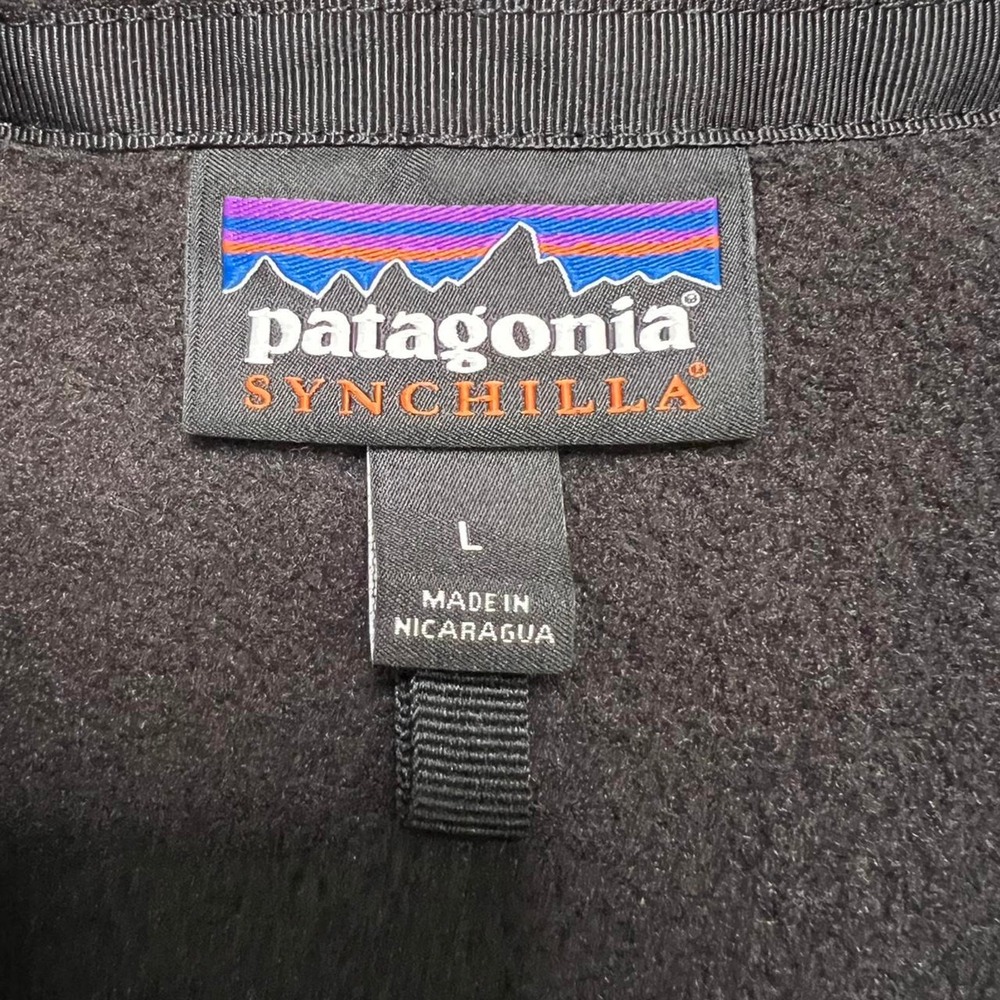 Patagonia Fleece Vest Womens L Black Synchilla Full Zip Sierra Bible Church Logo - Picture 4 of 9